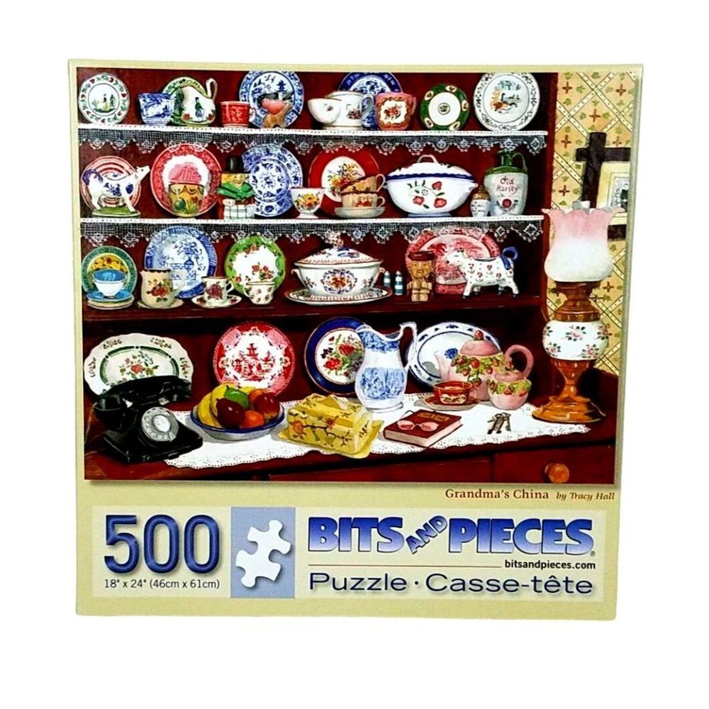 3🧩$20 Bits and Pieces 500 Piece Jigsaw Puzzle cabinet antique  dishes